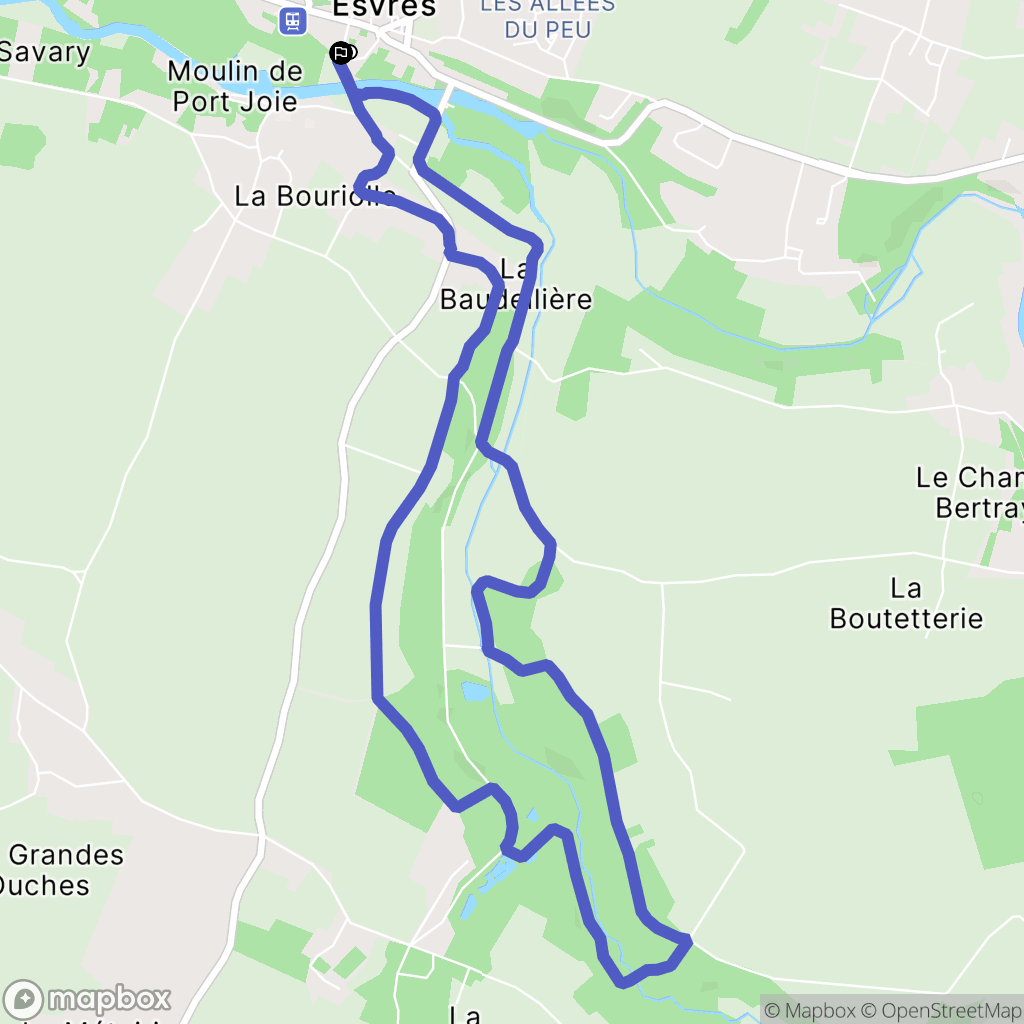 Esvres-sur-Indre : carte du parcours de randonnée - France
