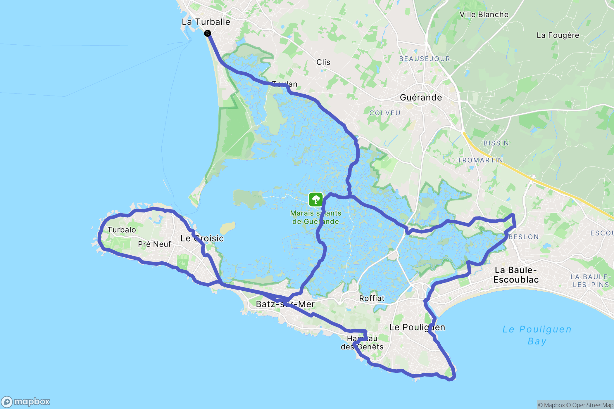 La Turballe : carte du parcours de randonnée - France