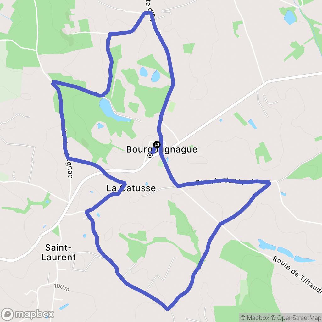 Bourgougnague : carte du parcours de randonnée - France