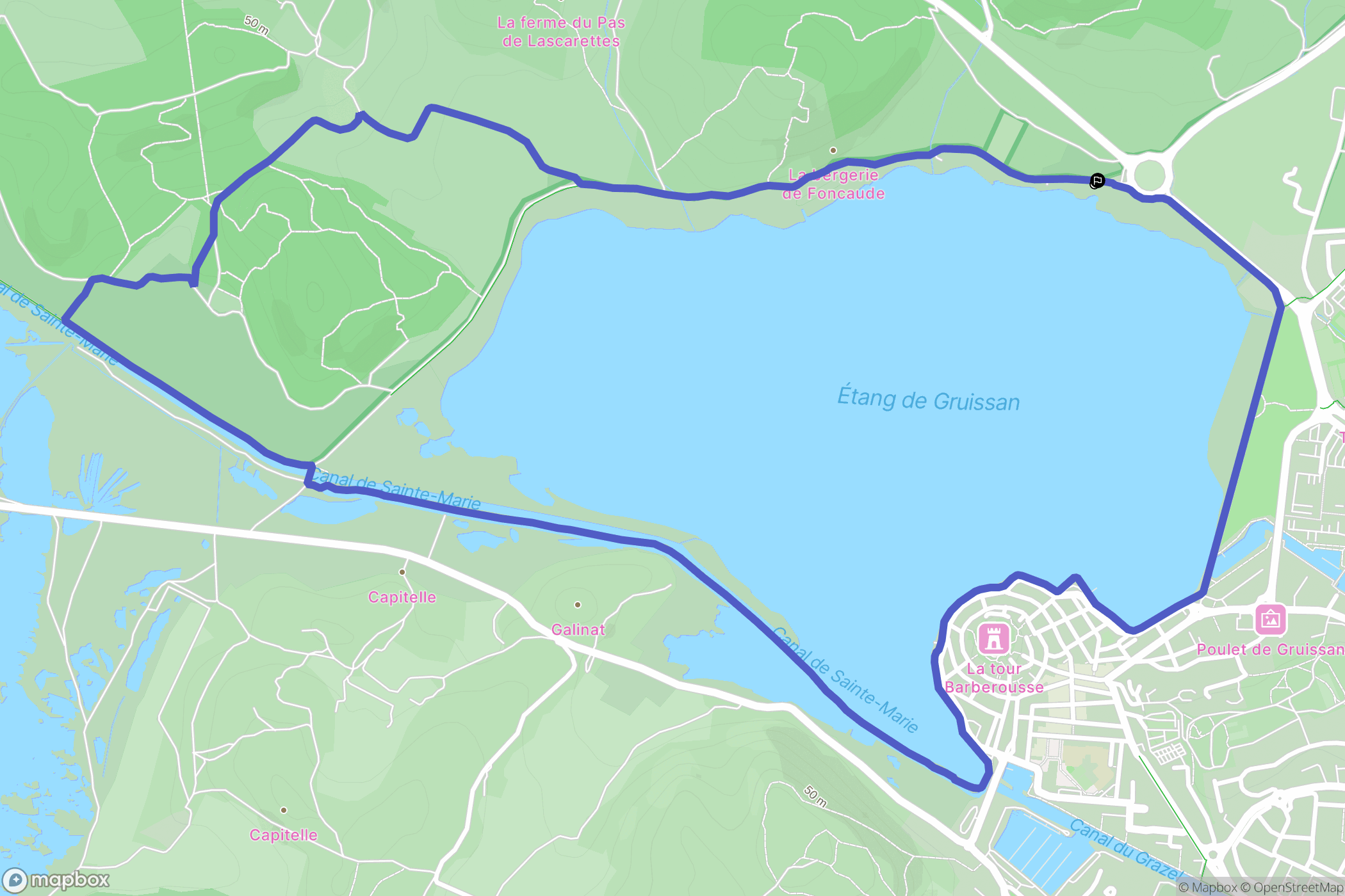 Gruissan : carte du parcours de randonnée - France