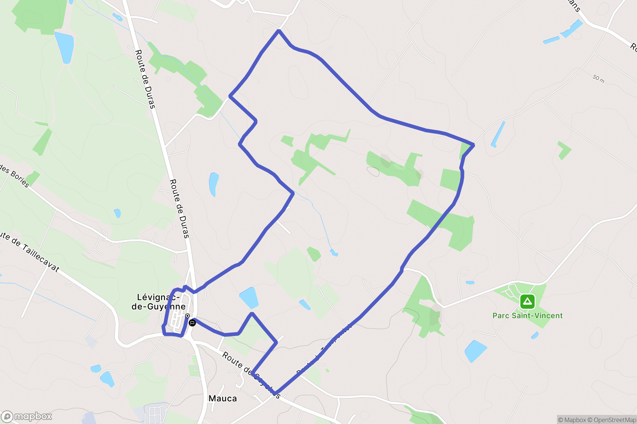 Lévignac-de-Guyenne : carte du parcours de randonnée - France