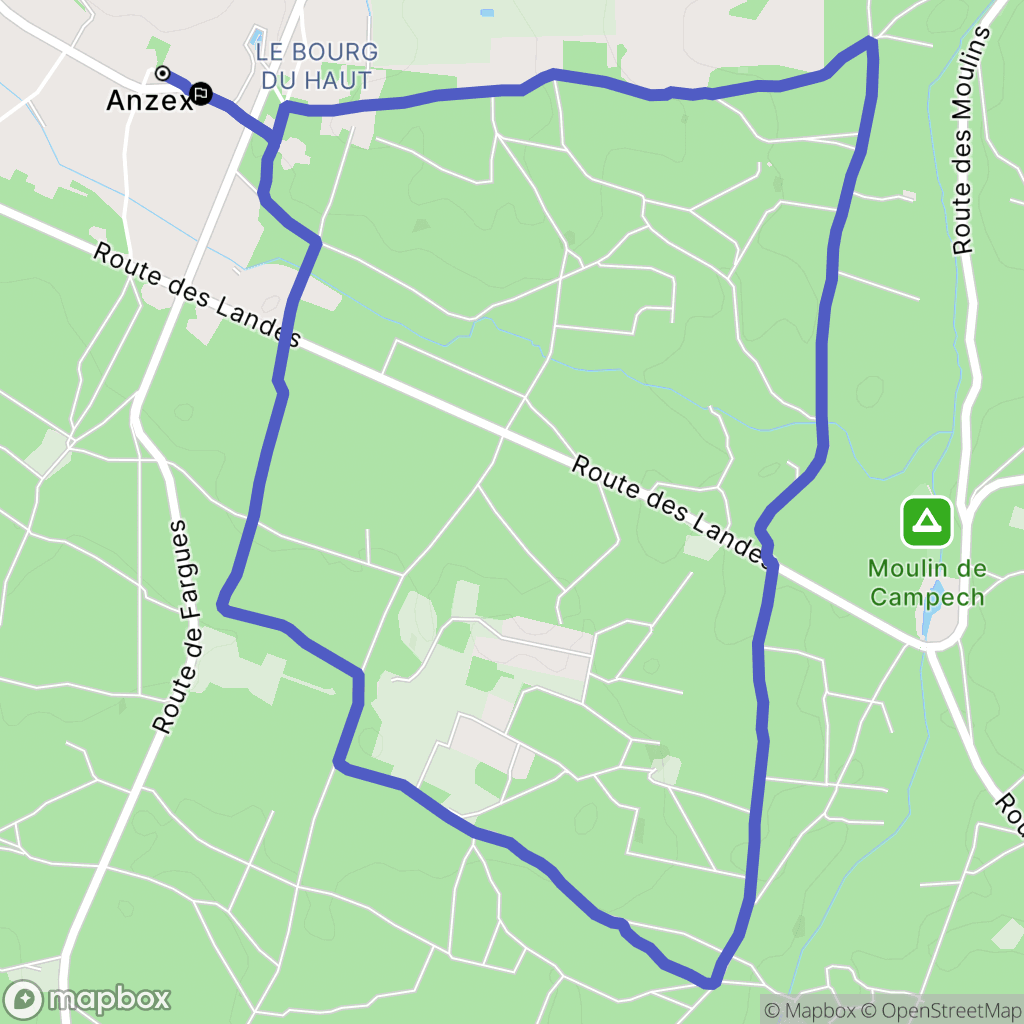 Anzex : carte du parcours de randonnée - France