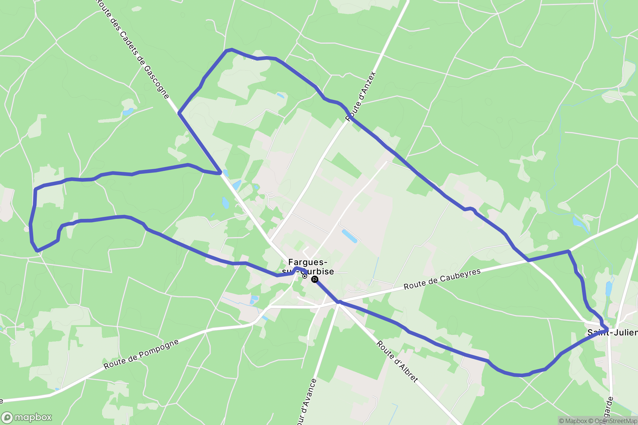 Fargues-sur-Ourbise : carte du parcours de randonnée - France