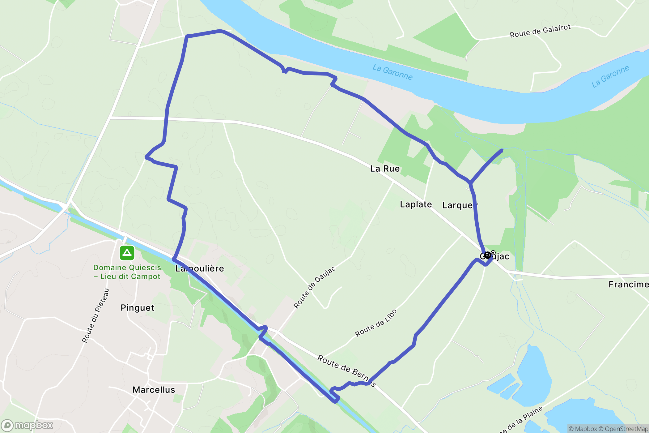 Gaujac : carte du parcours de randonnée - France