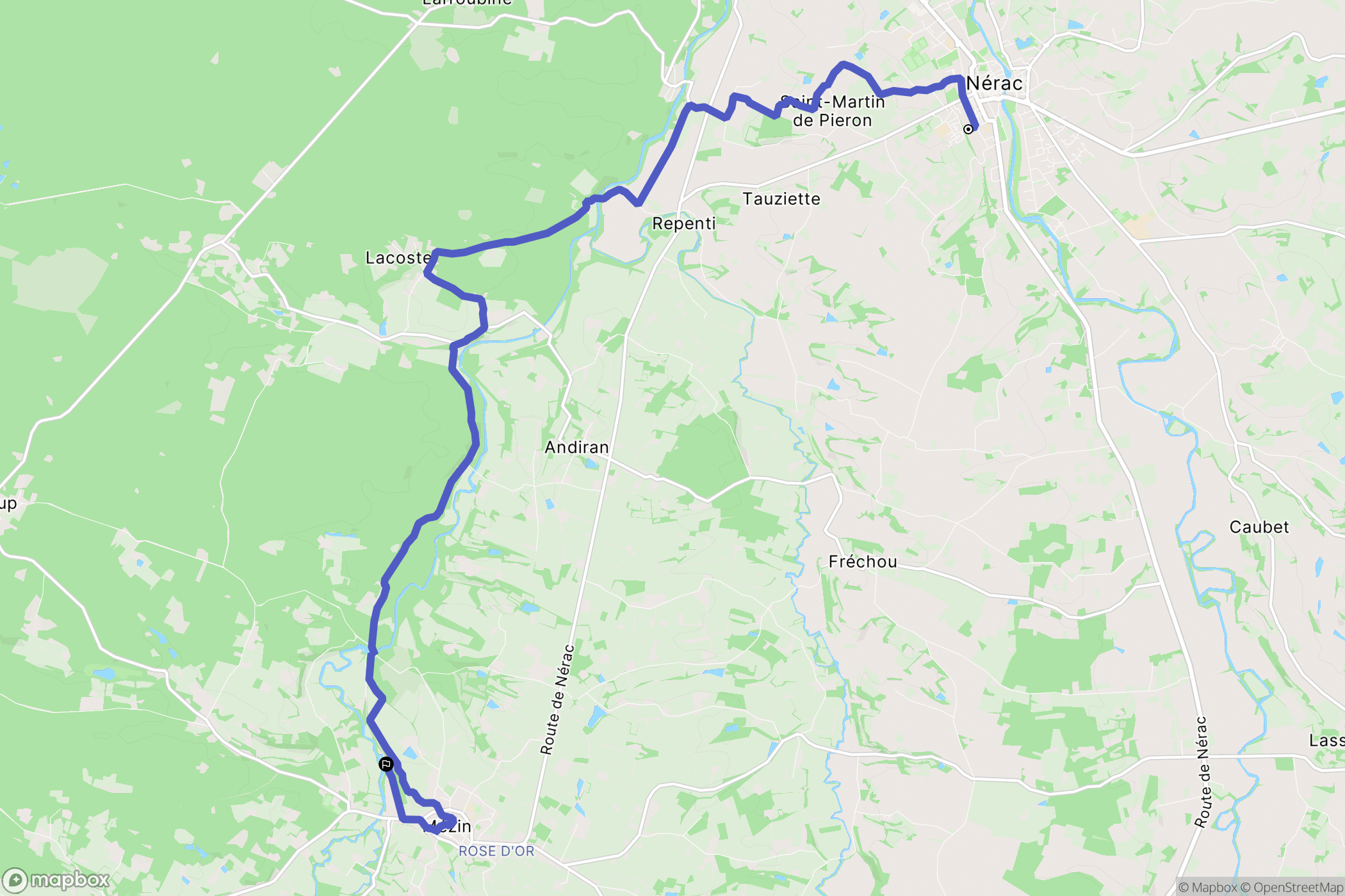 Nérac : carte du parcours de randonnée - France
