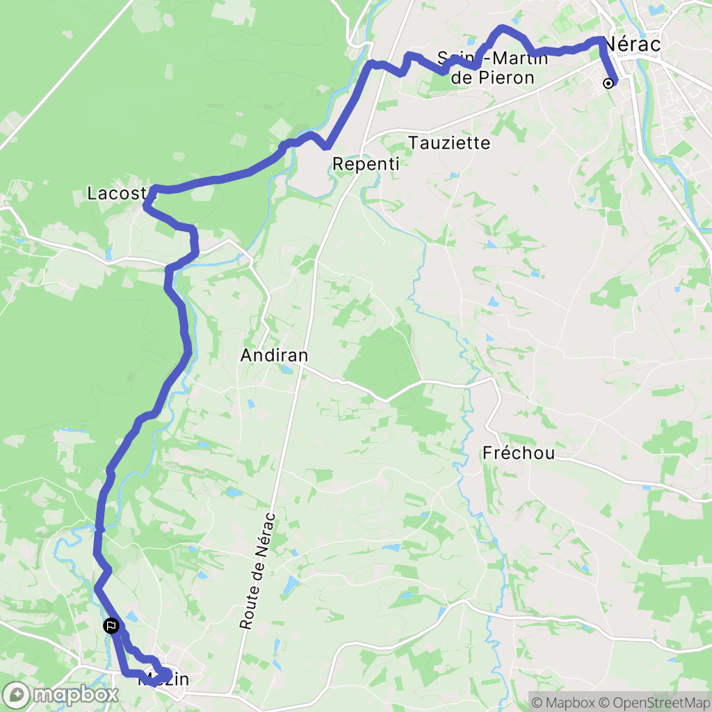 Nérac : carte du parcours de randonnée - France