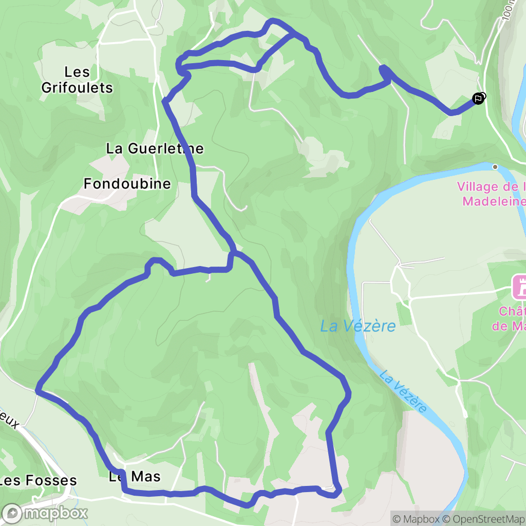 Tursac : carte du parcours de randonnée - France