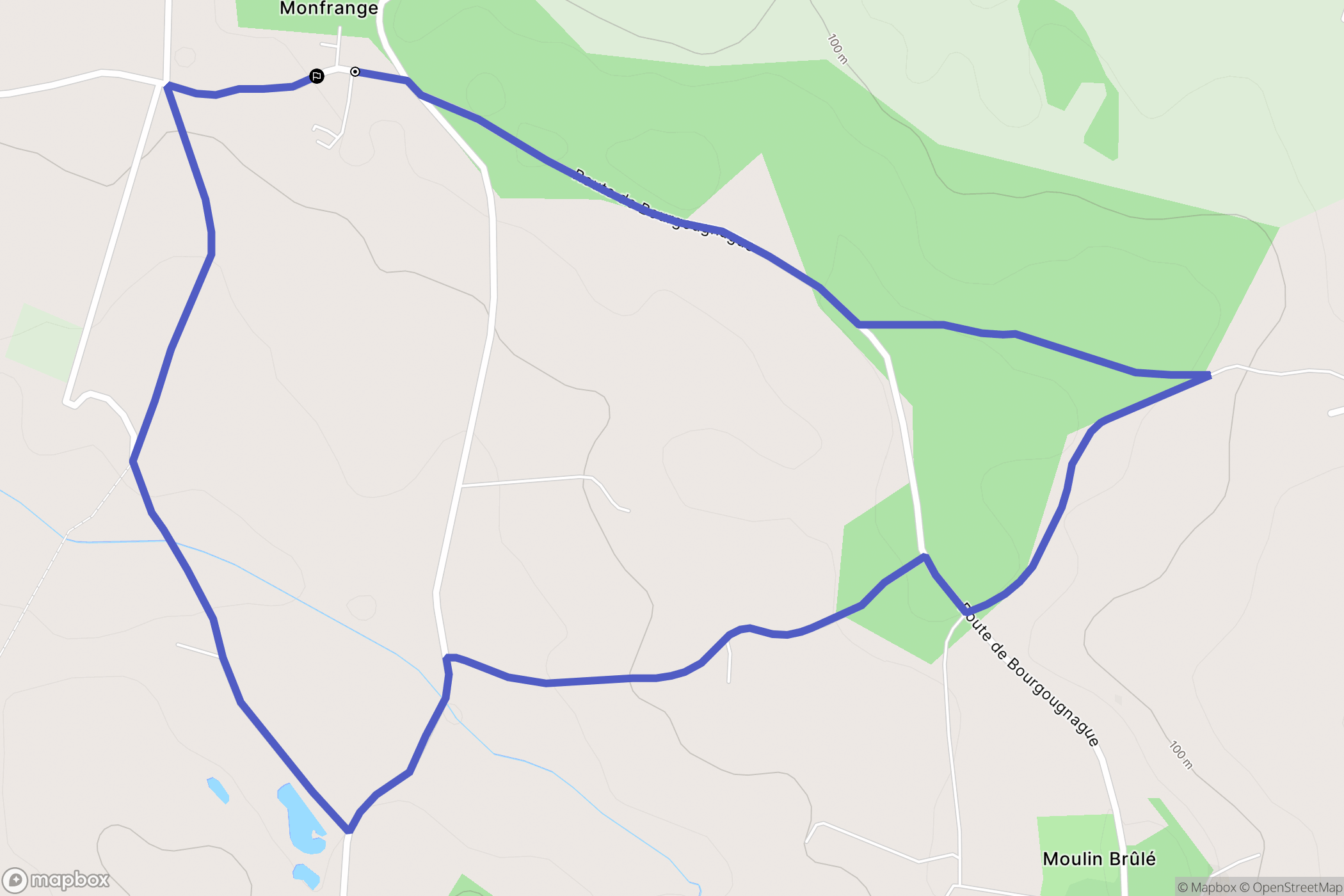 Monfrange (Agnac) : carte du parcours de randonnée - France