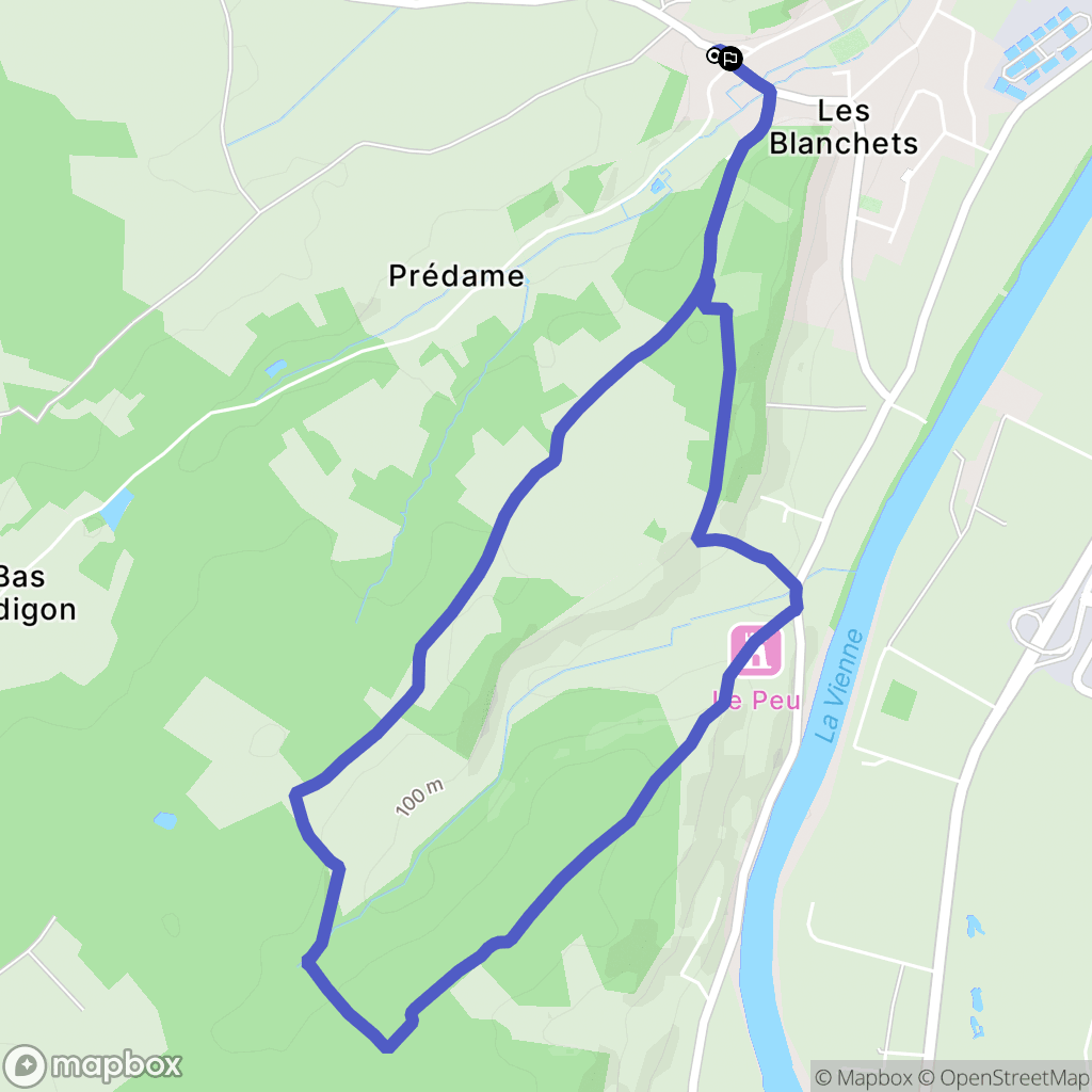 Vaux-sur-Vienne : carte du parcours de randonnée - France