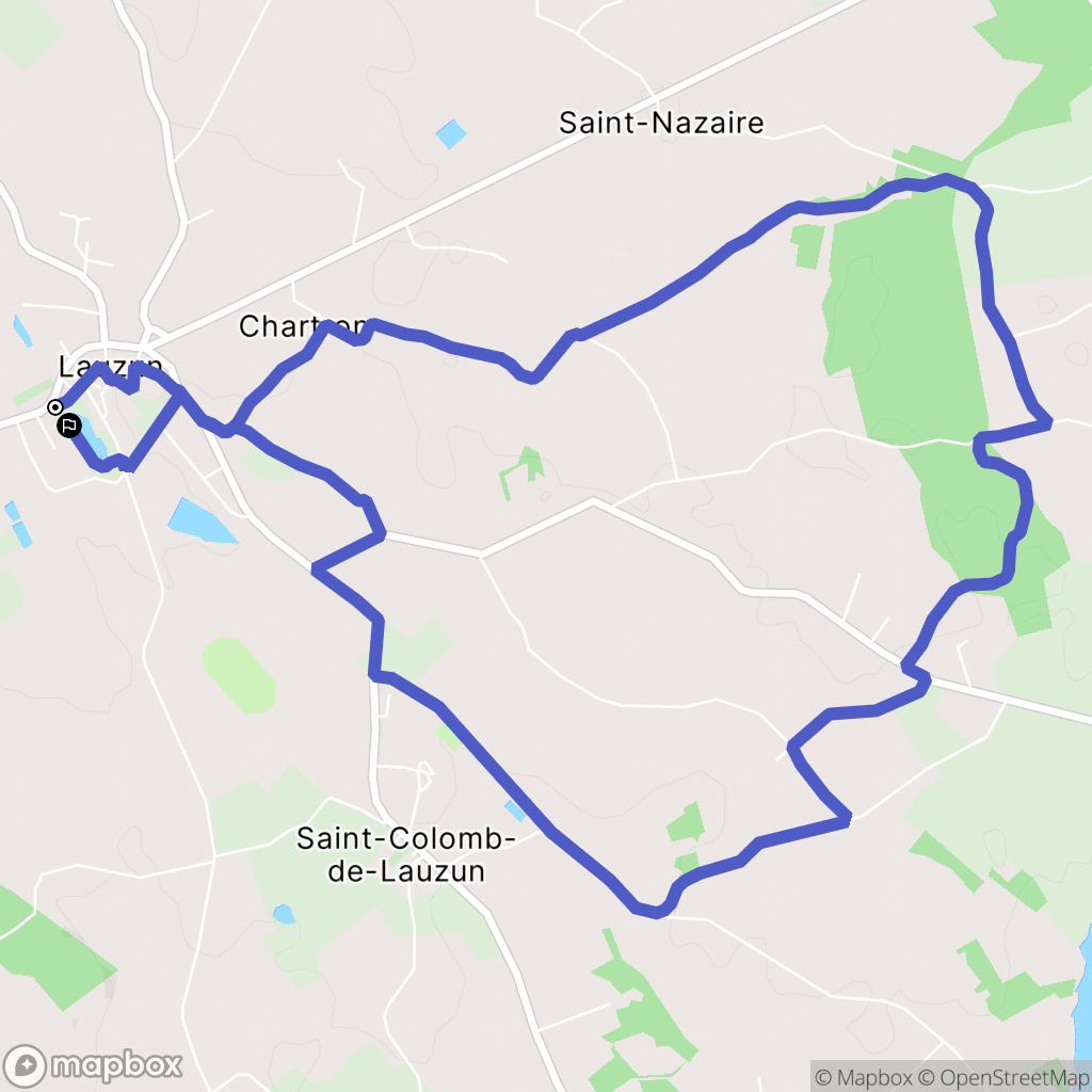 Lauzun : carte du parcours de randonnée - France