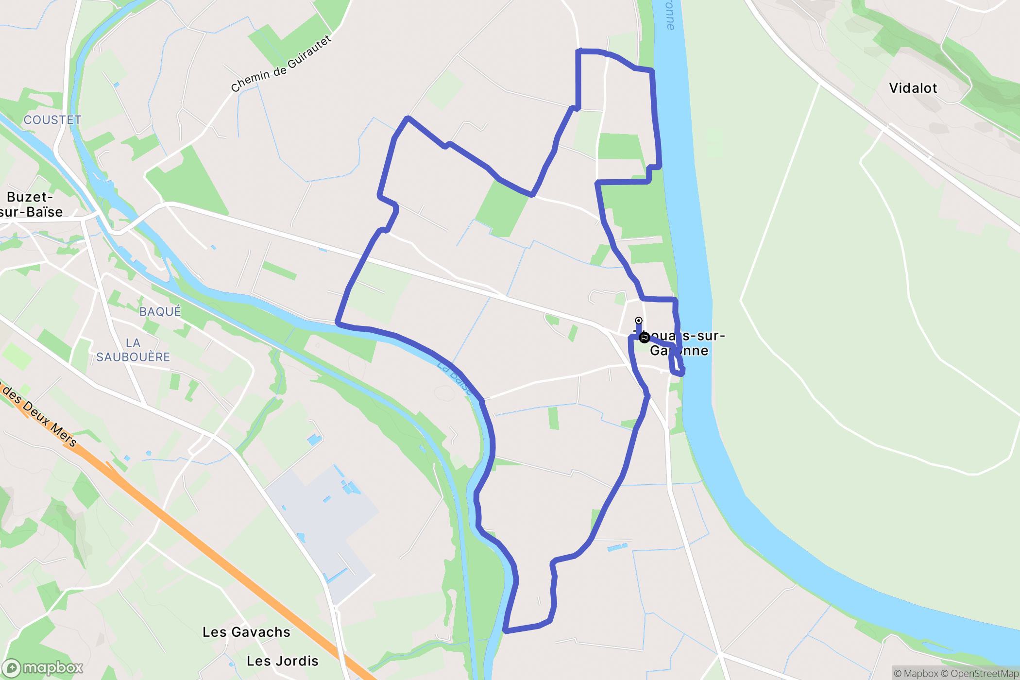 Thouars-sur-Garonne : carte du parcours de randonnée - France