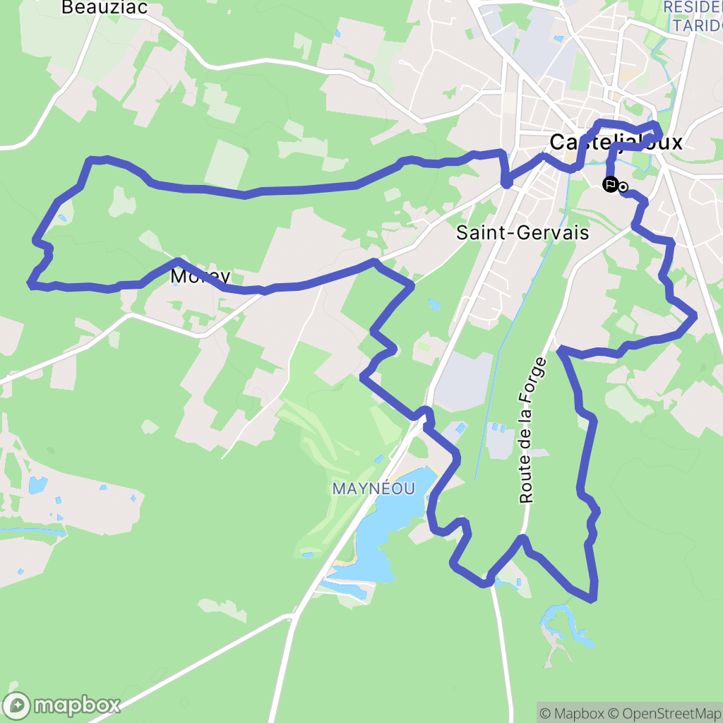 Casteljaloux : carte du parcours de randonnée - France
