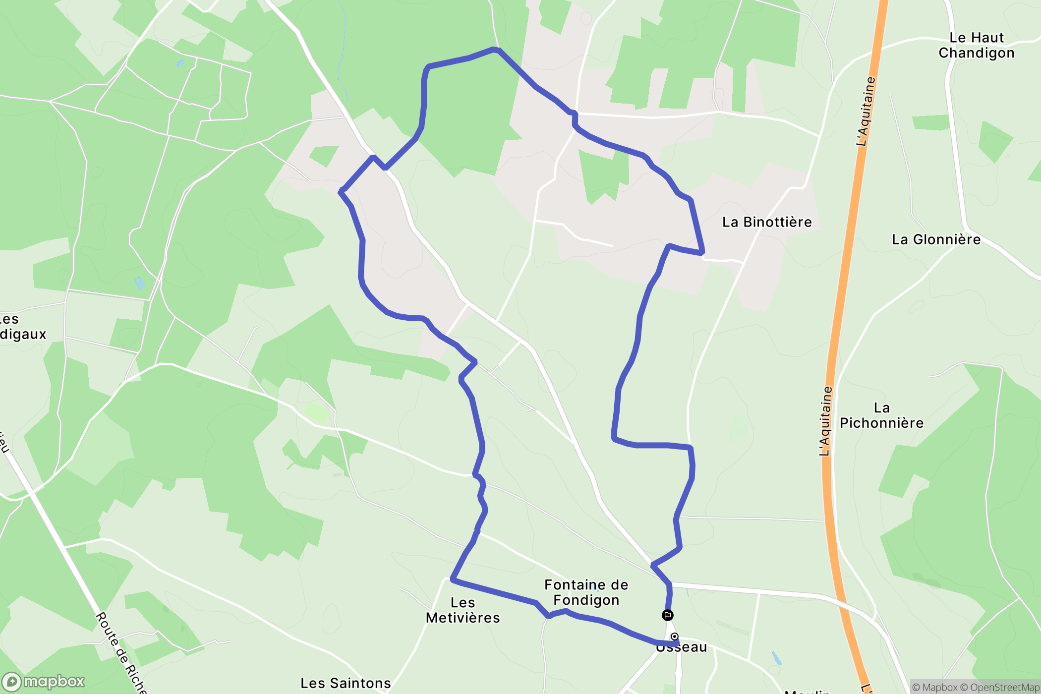 Usseau : carte du parcours de randonnée - France
