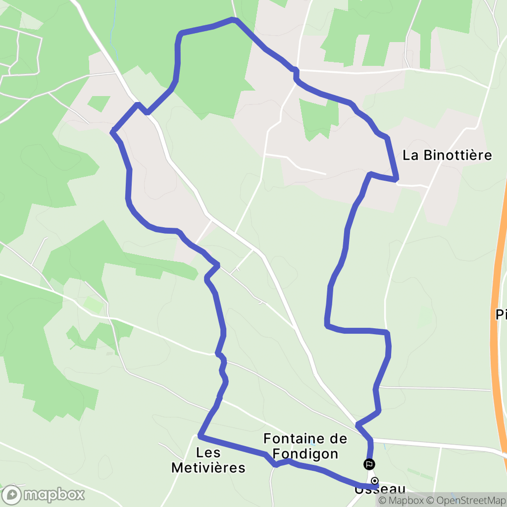 Usseau : carte du parcours de randonnée - France