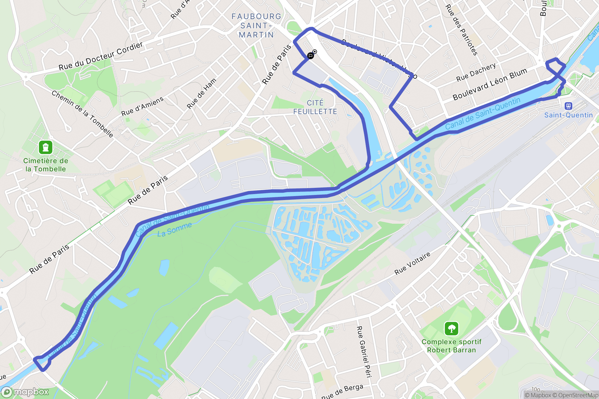 Saint-Quentin : carte du parcours de randonnée - France