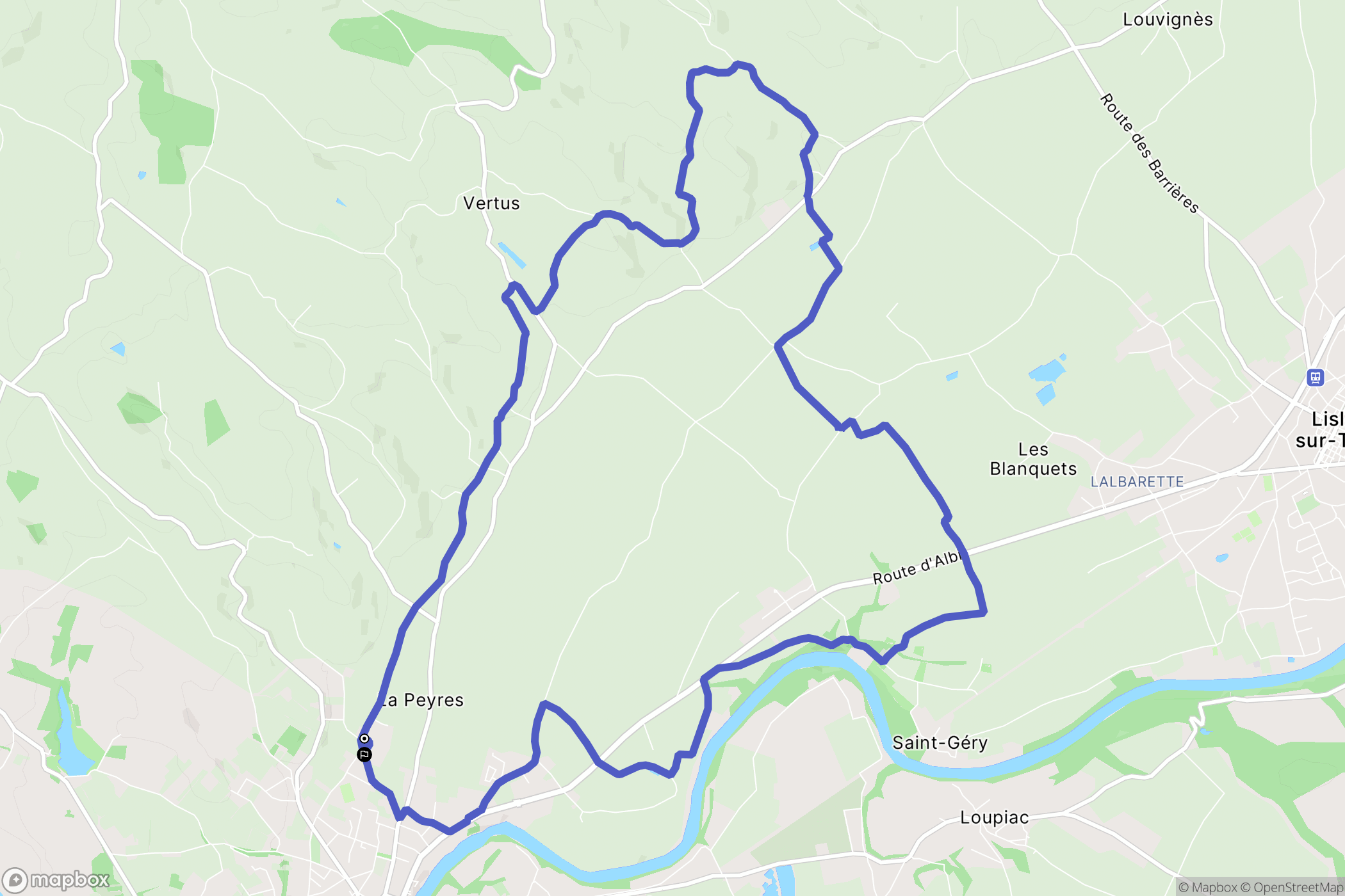 Rabastens : carte du parcours de randonnée - France