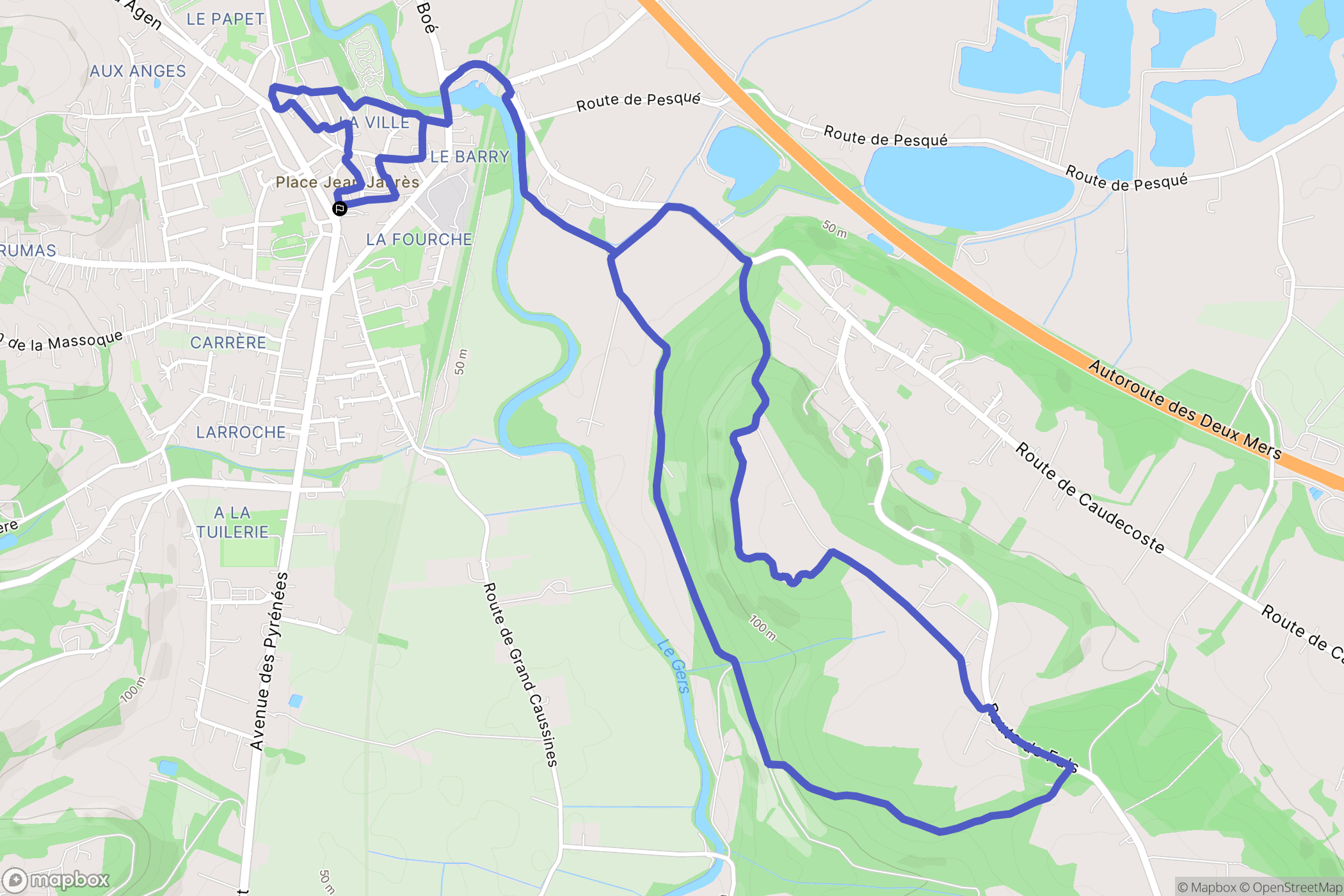 Layrac : carte du parcours de randonnée - France