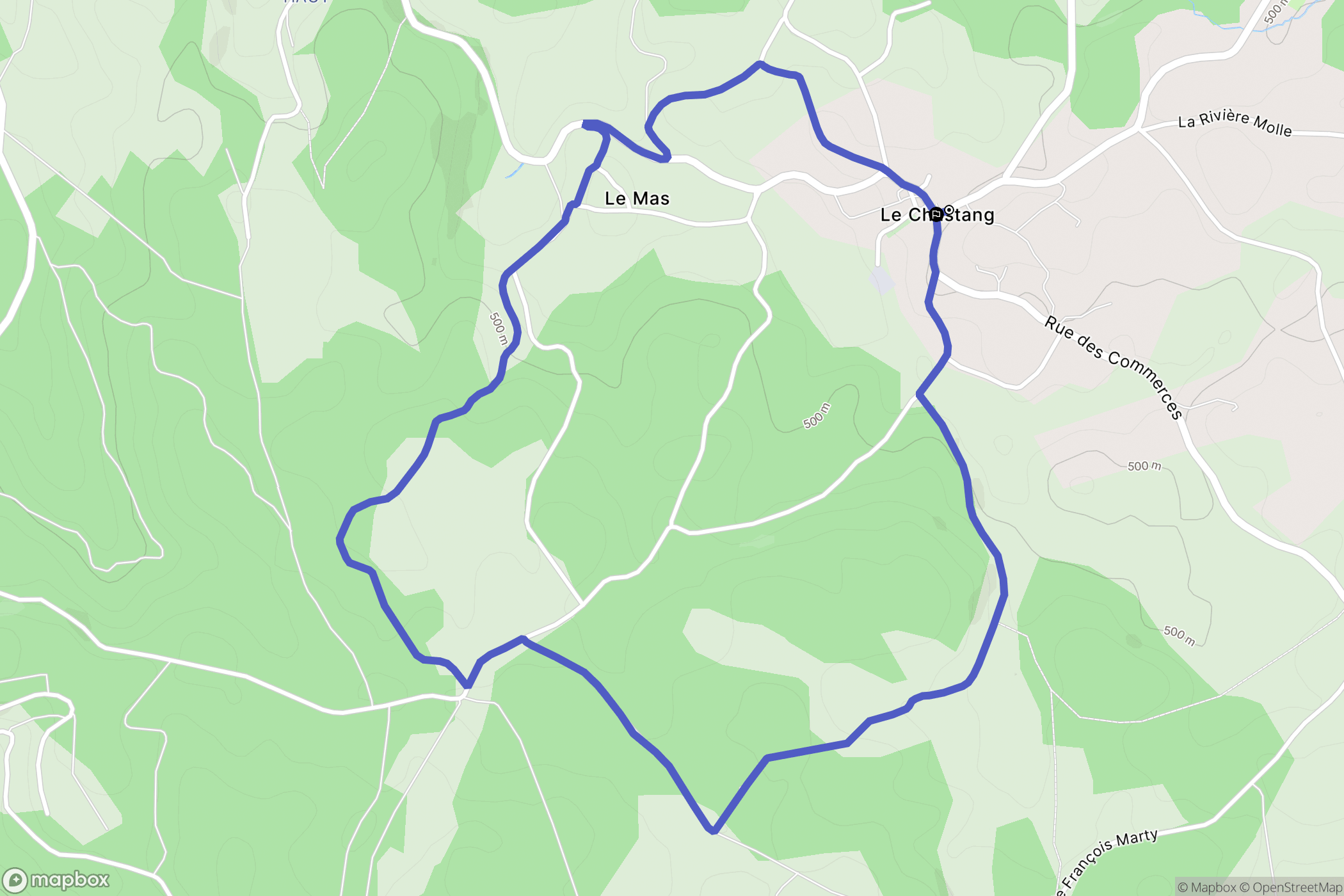 Le Chastang : carte du parcours de randonnée - France