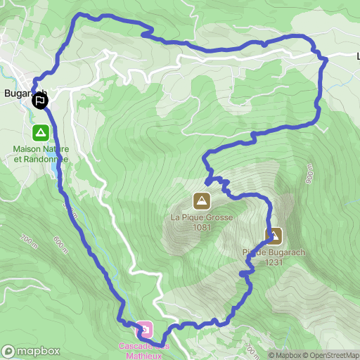 Bugarach : carte du parcours de randonnée - France