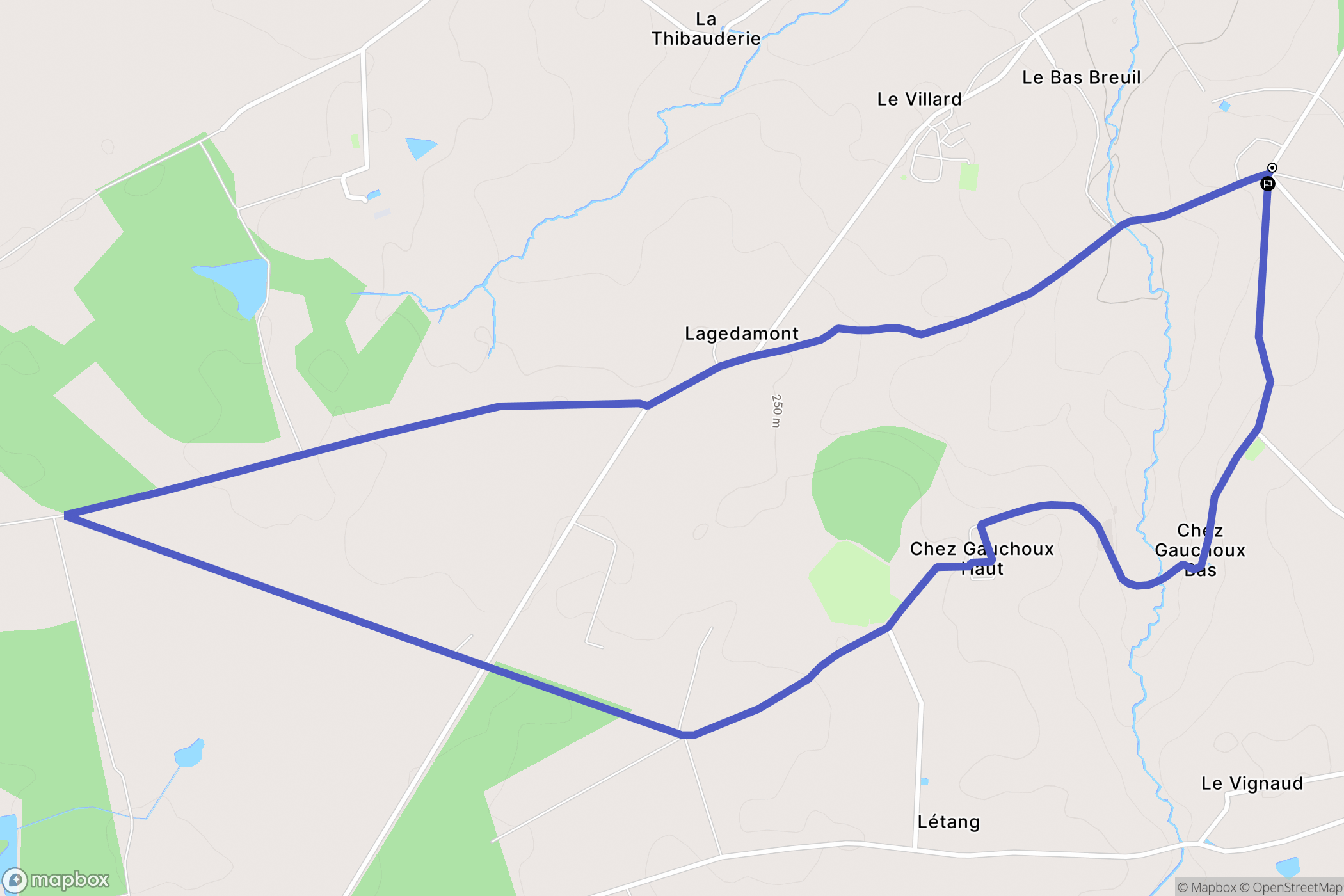 Peyrat-de-Bellac : carte du parcours de randonnée - France
