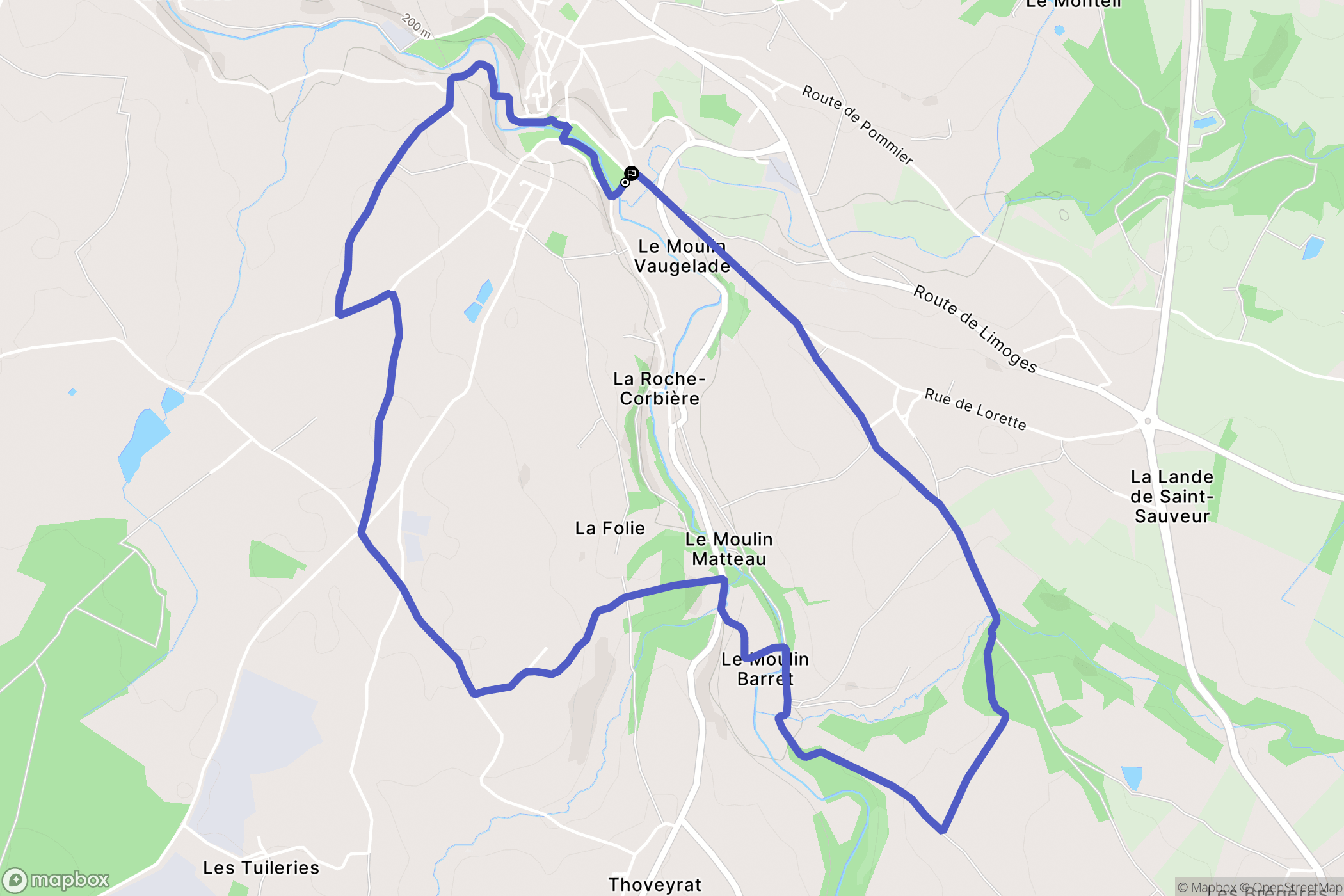 Bellac : carte du parcours de randonnée - France