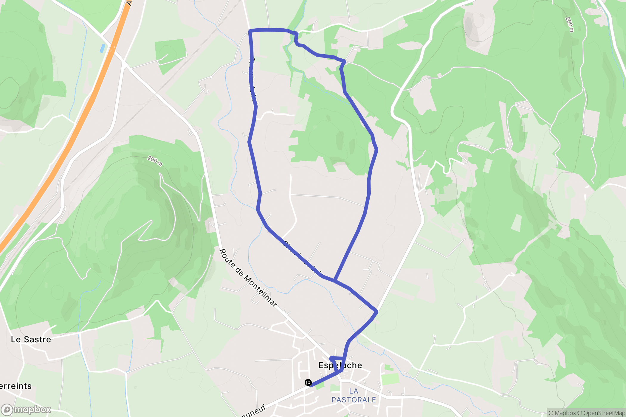 Espeluche : carte du parcours de randonnée - France