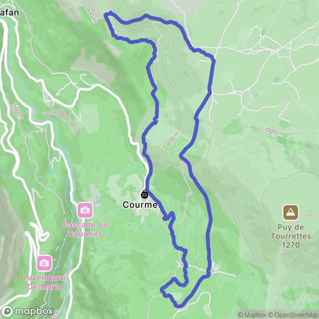 Courmes : carte du parcours de randonnée - France