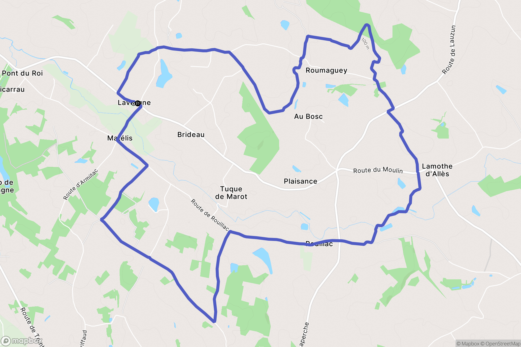 Lavergne : carte du parcours de randonnée - France