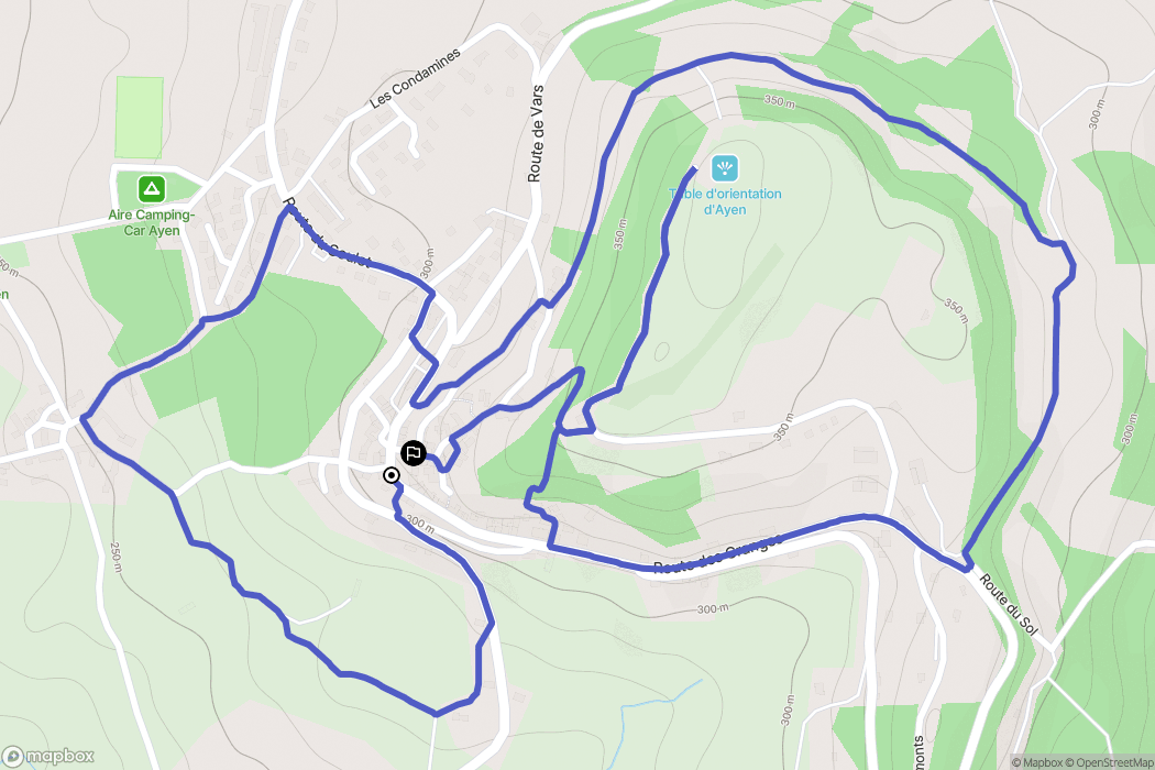 Ayen : carte du parcours de randonnée - France