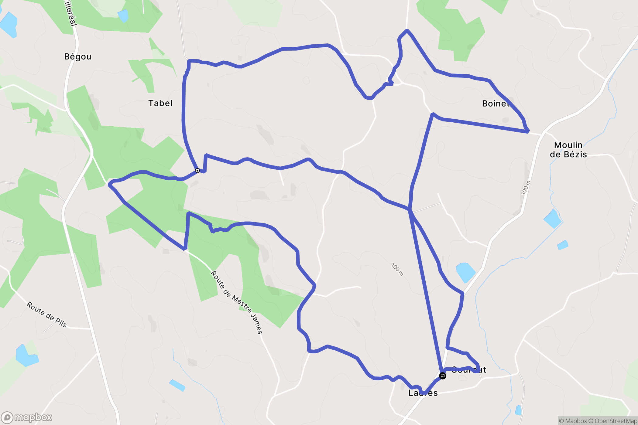 Laussou (Laurès) : carte du parcours de randonnée - France