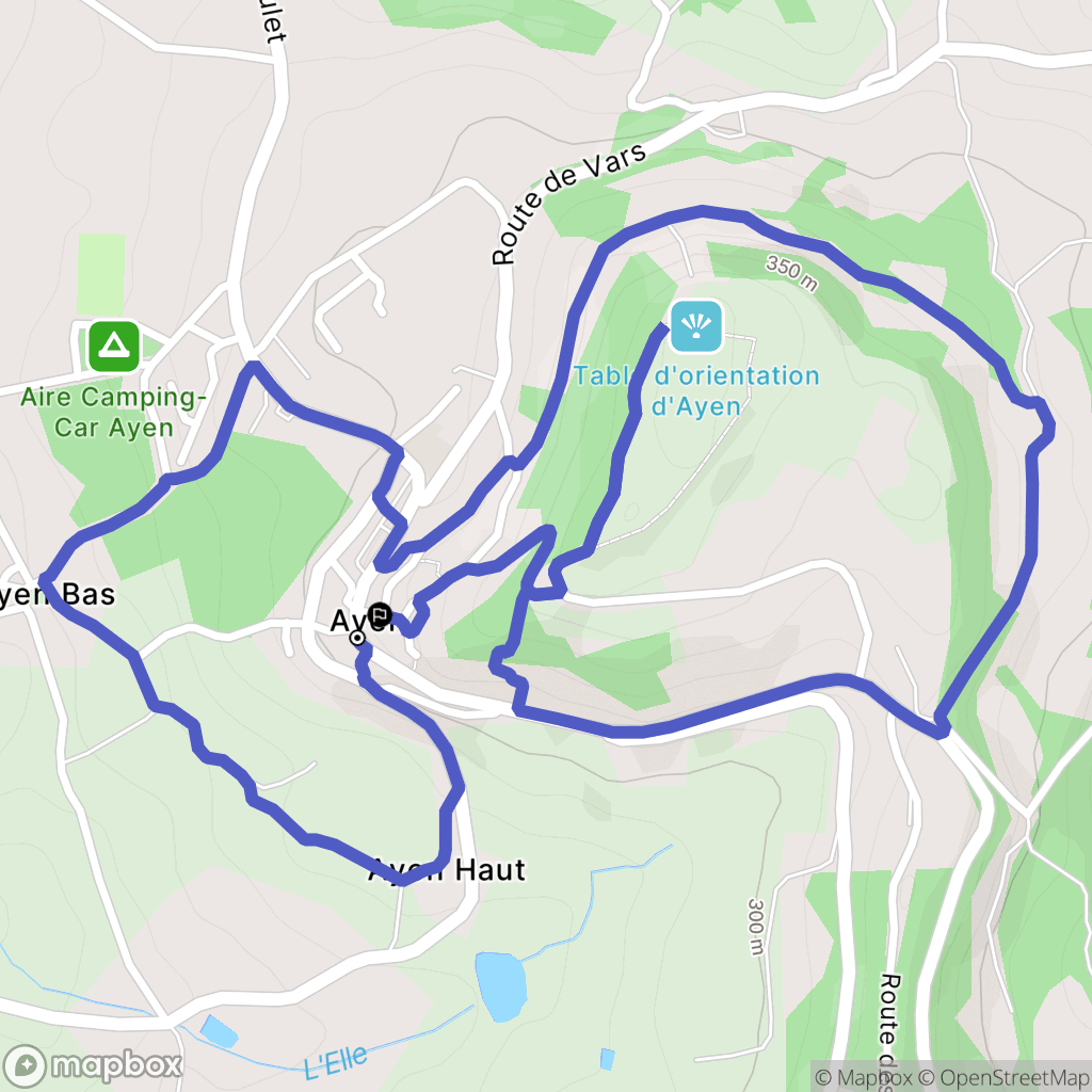 Ayen : carte du parcours de randonnée - France