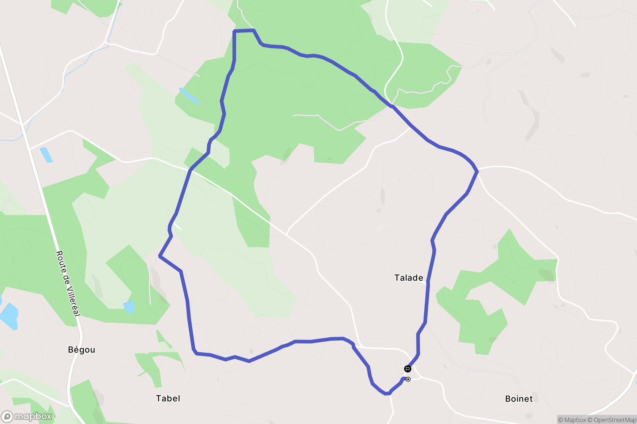 Laussou : carte du parcours de randonnée - France