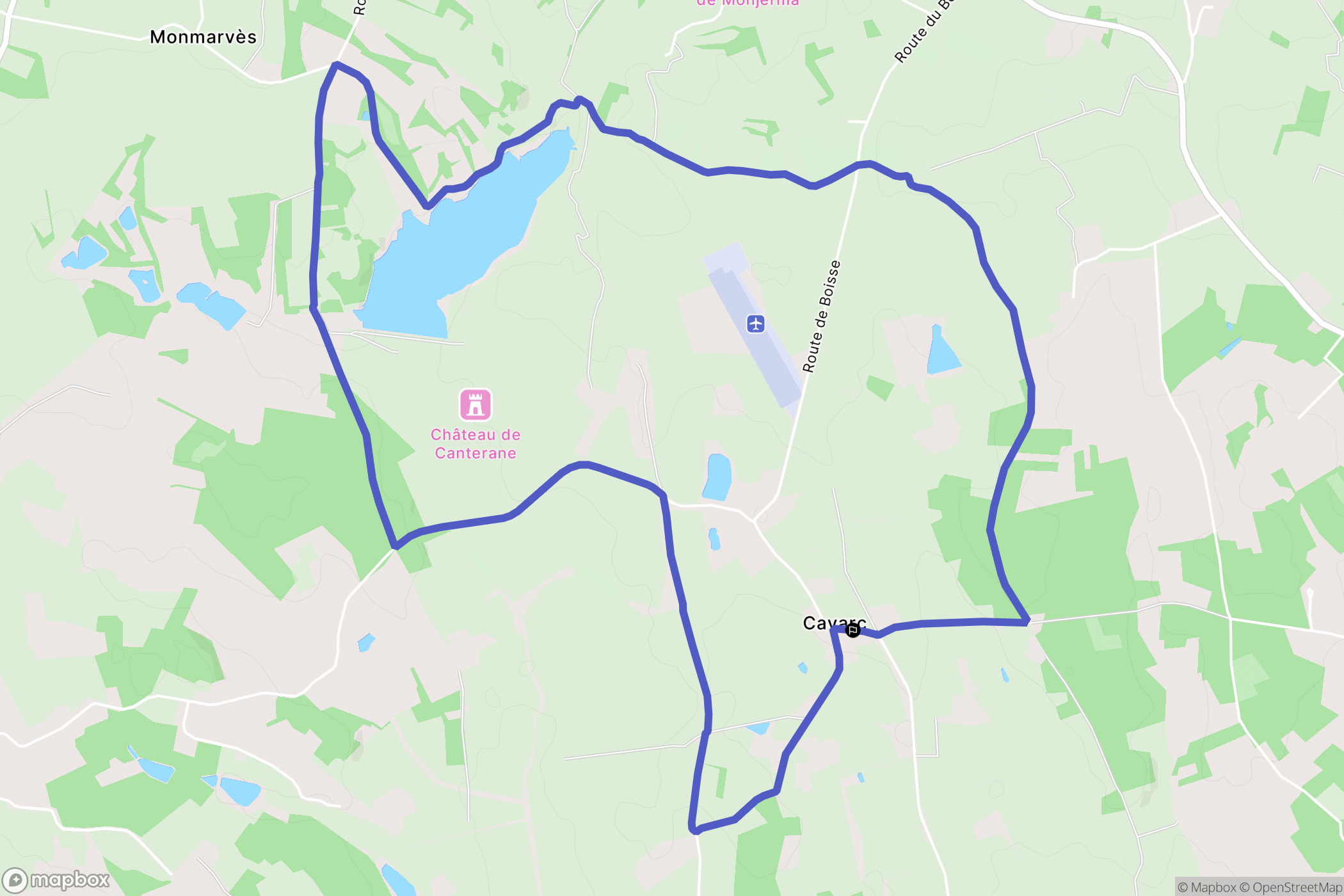 Cavarc : carte du parcours de randonnée - France