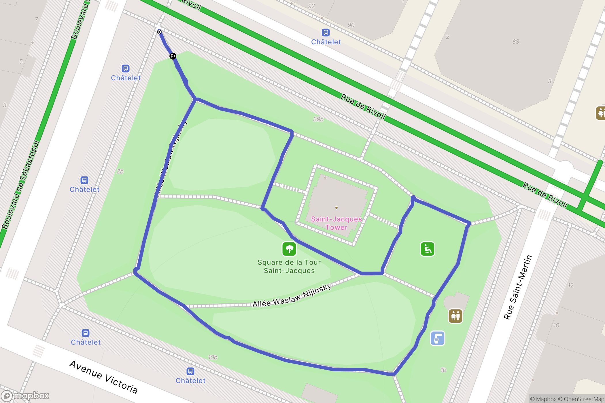 Paris IVème : carte du parcours de randonnée - France