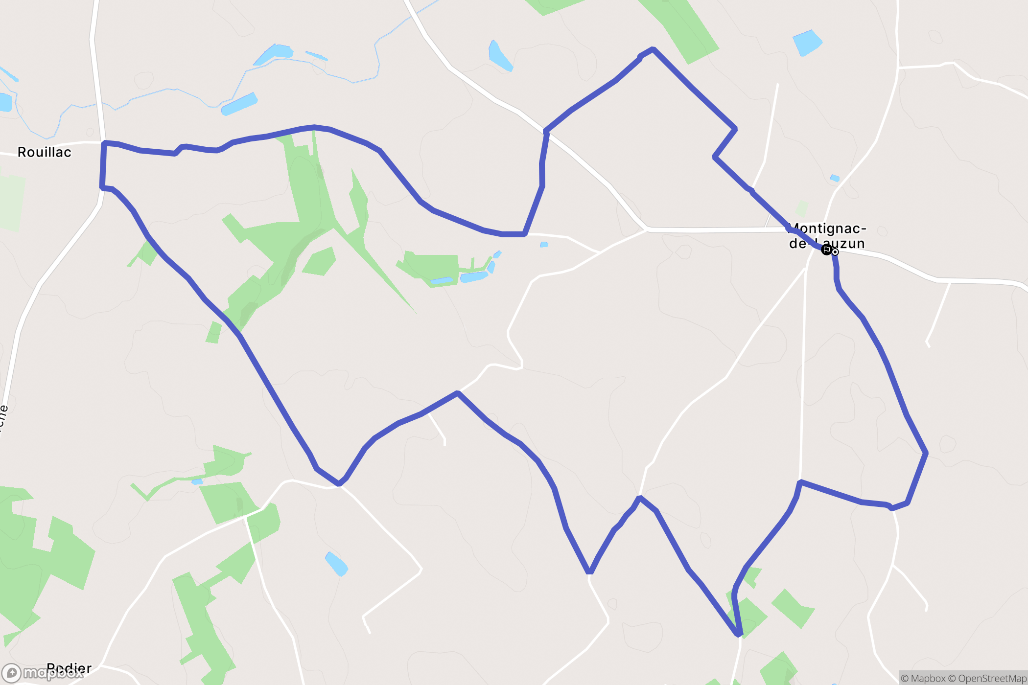 Montignac-de-Lauzun : carte du parcours de randonnée - France