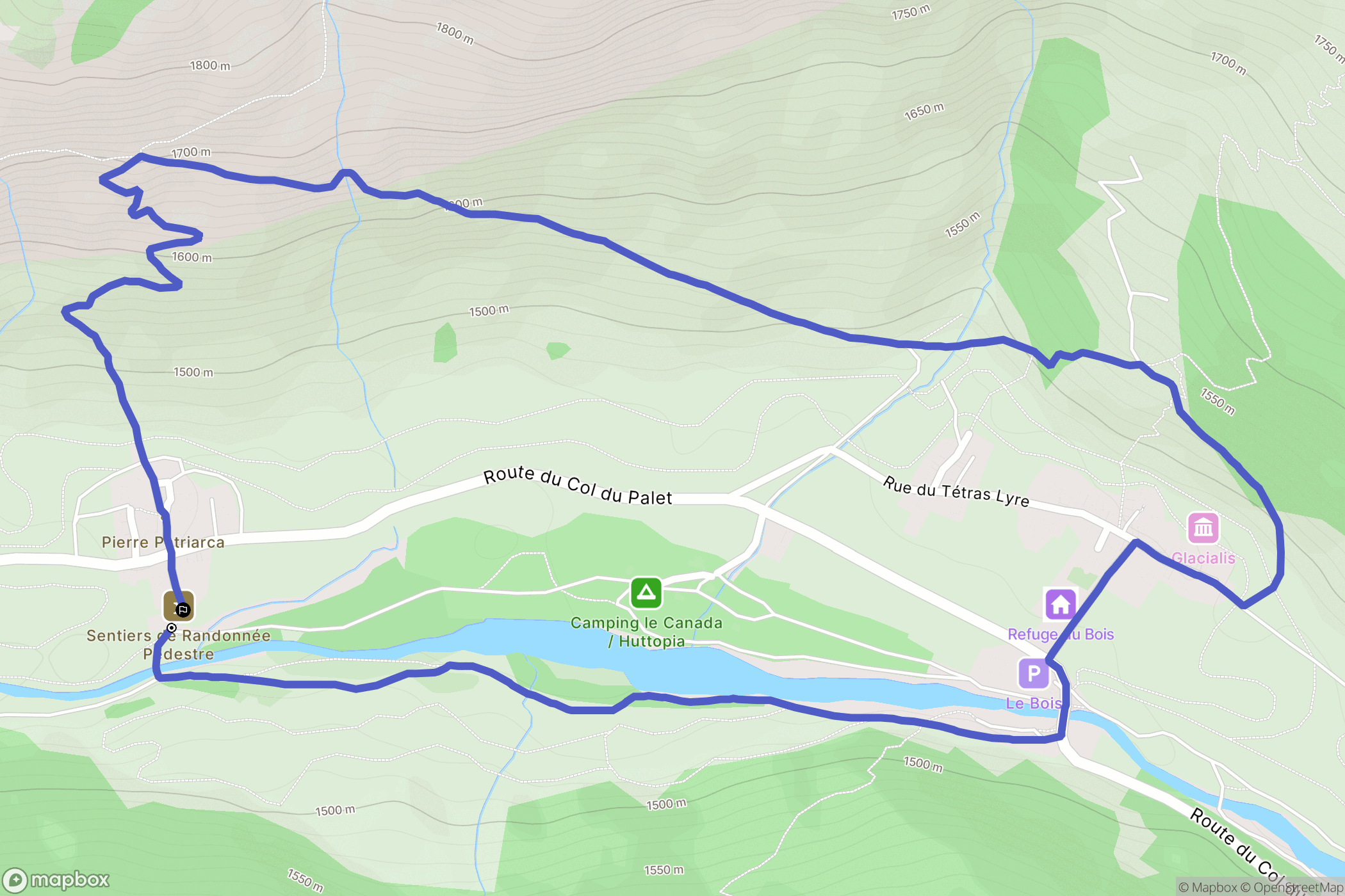 Champagny-en-Vanoise : carte du parcours de randonnée - France
