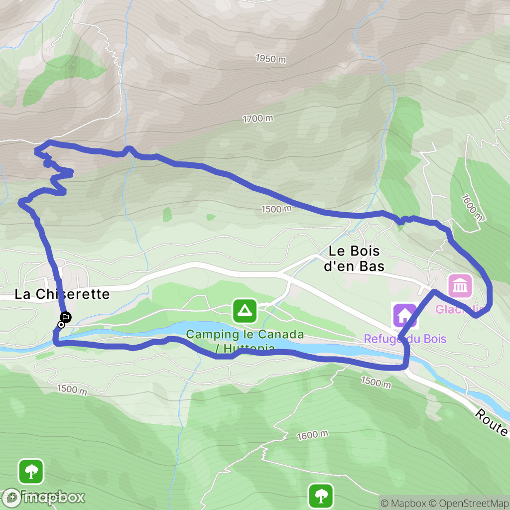 Champagny-en-Vanoise : carte du parcours de randonnée - France