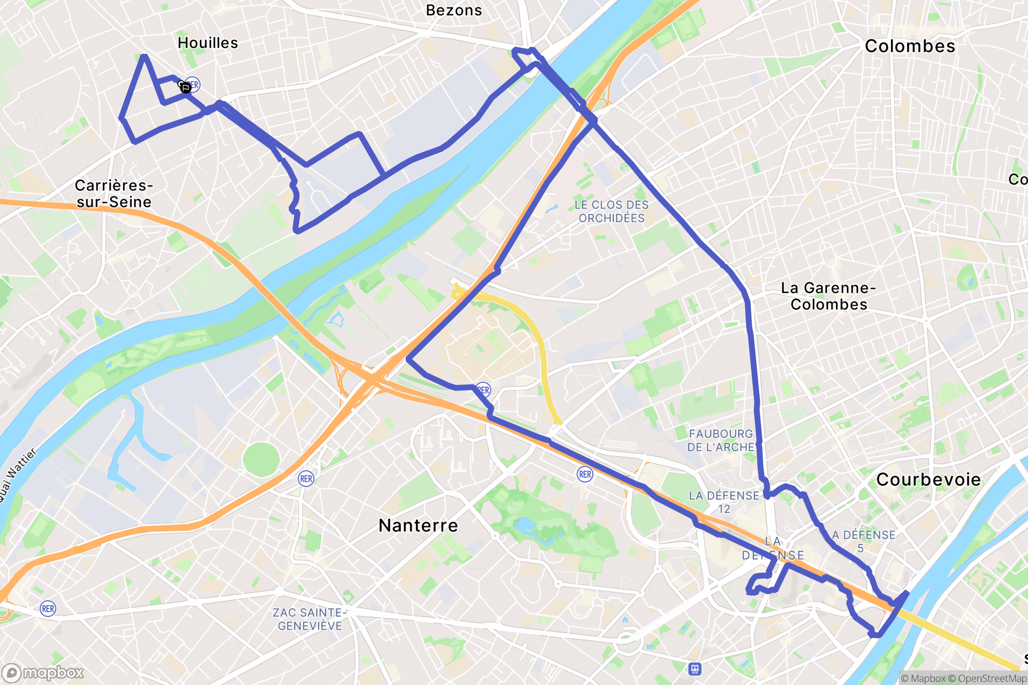 Houilles : carte du parcours de randonnée - France