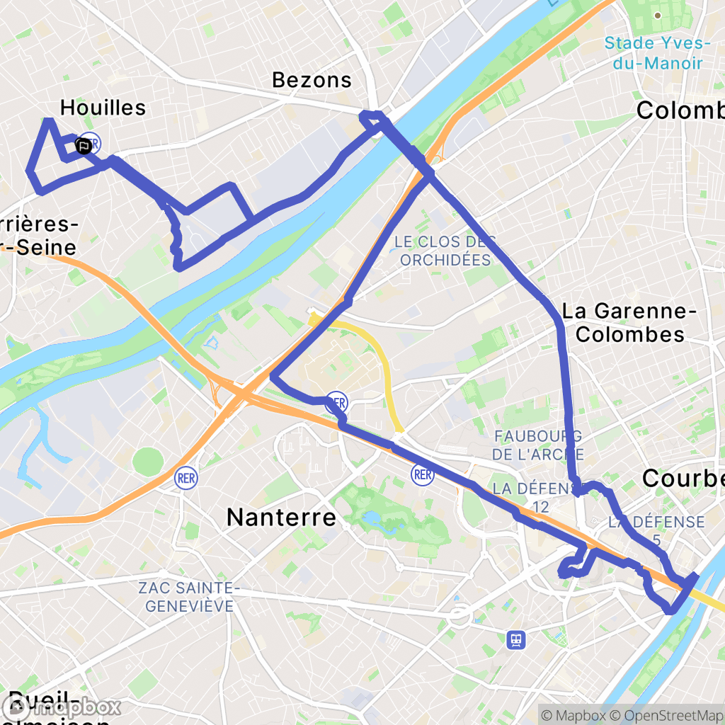 Houilles : carte du parcours de randonnée - France