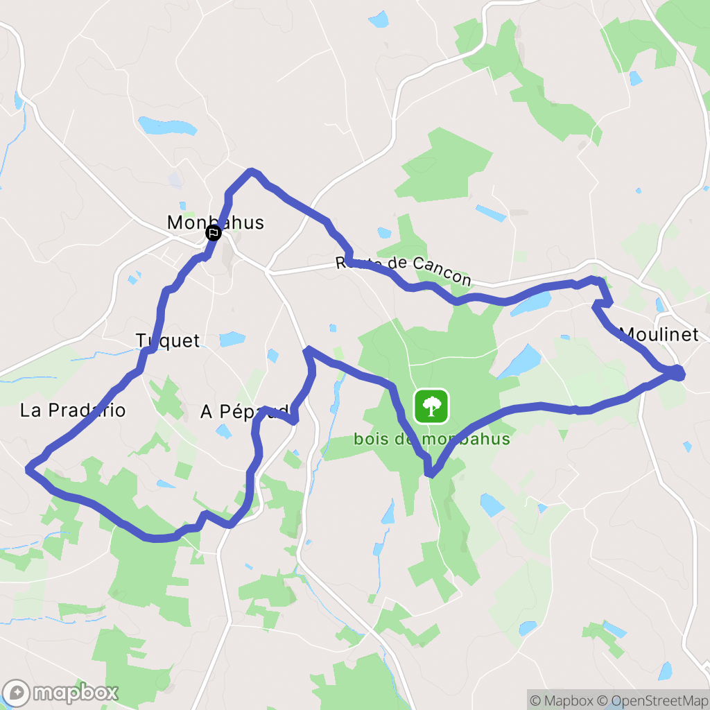 Monbahus : carte du parcours de randonnée - France