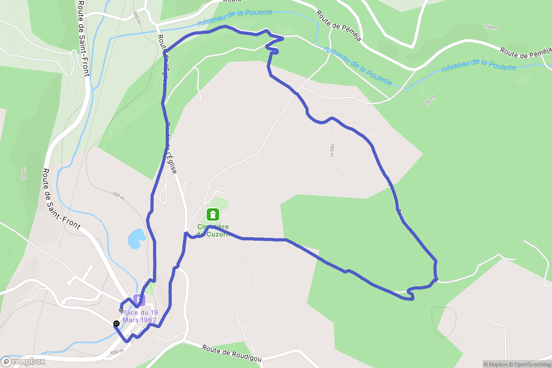Cuzorn : carte du parcours de randonnée - France