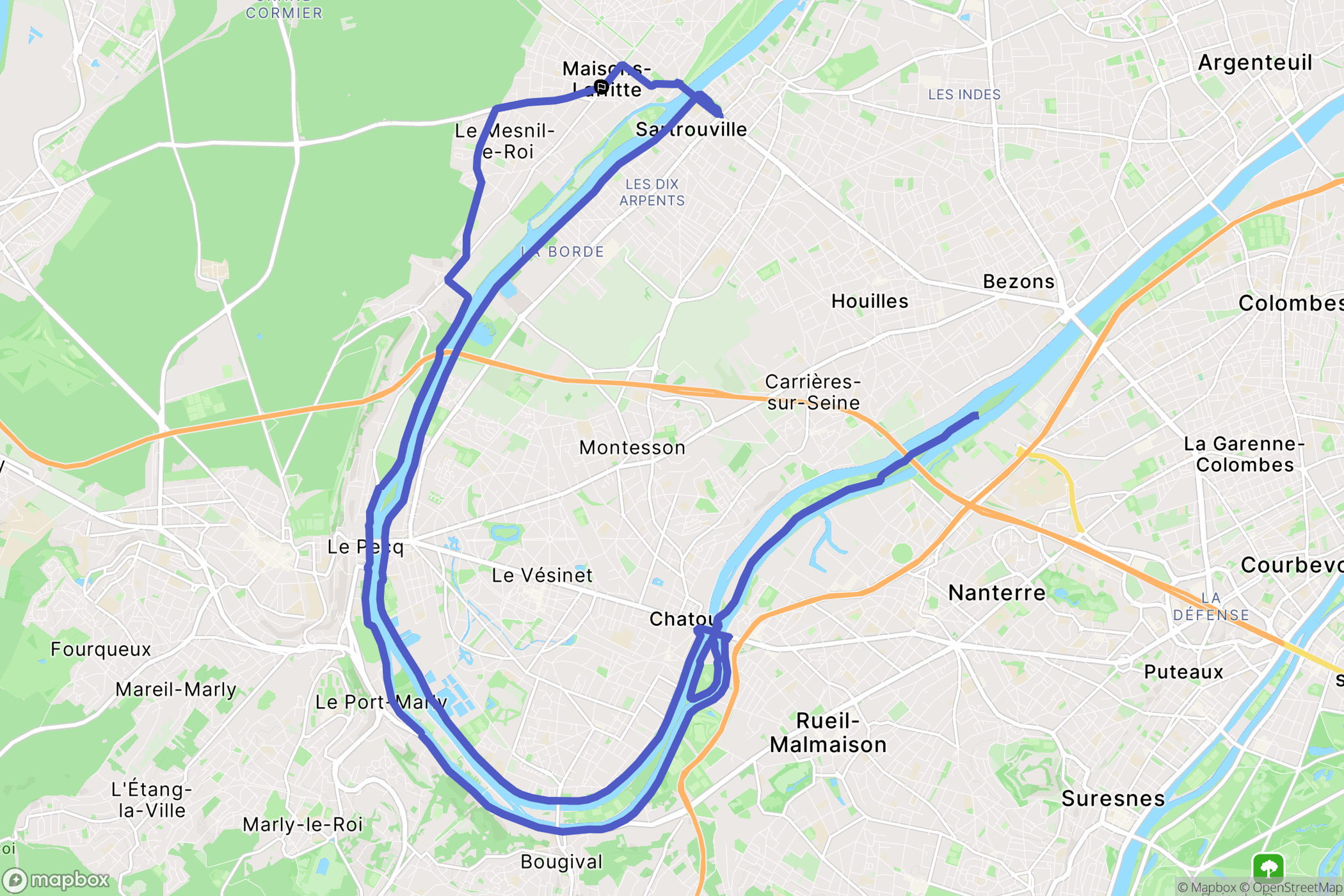Maisons-Laffitte : carte du parcours de randonnée - France