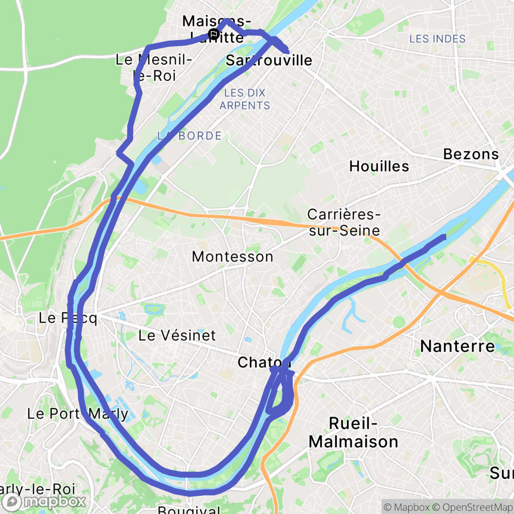 Maisons-Laffitte : carte du parcours de randonnée - France