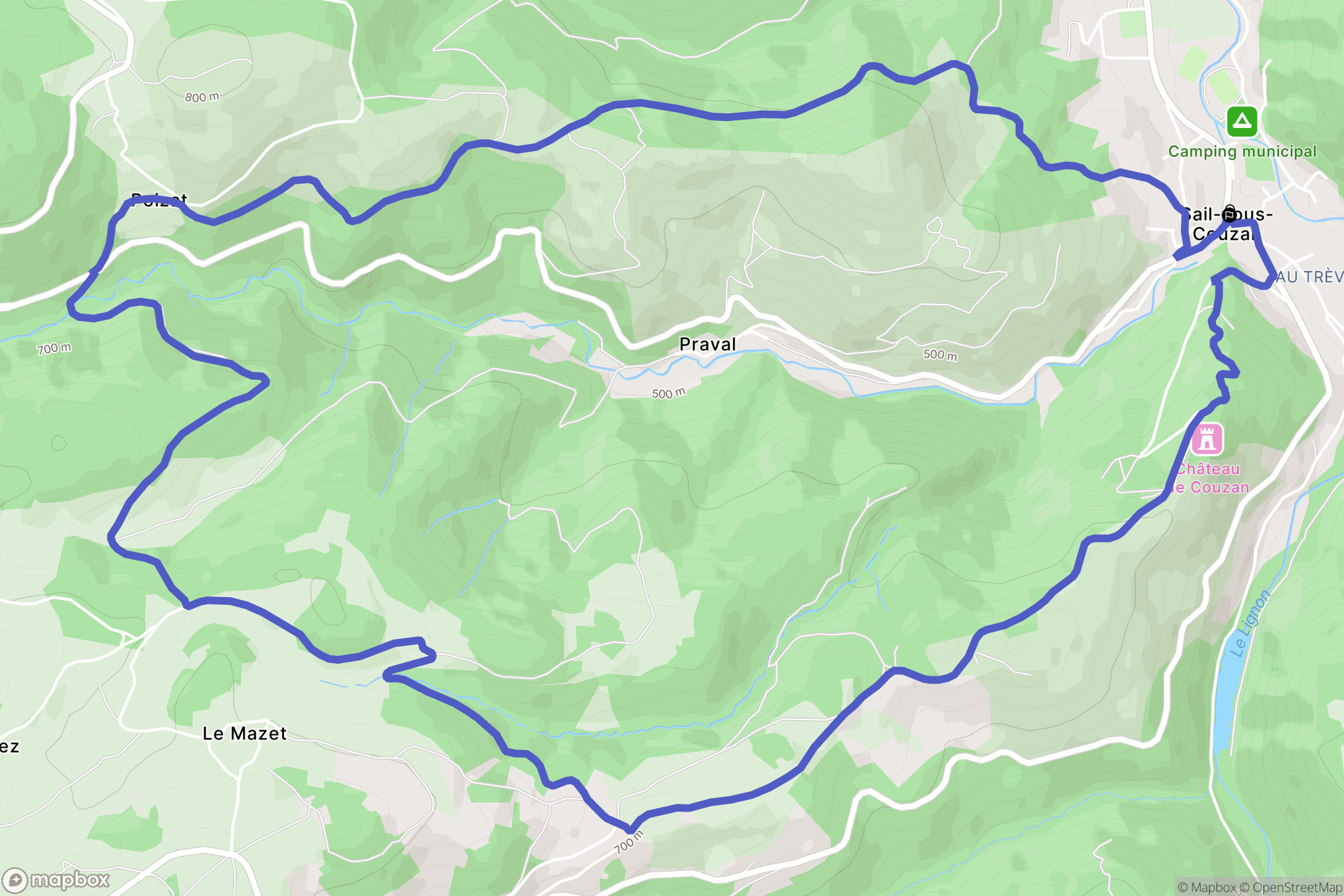 Sail-sous-Couzan : carte du parcours de randonnée - France