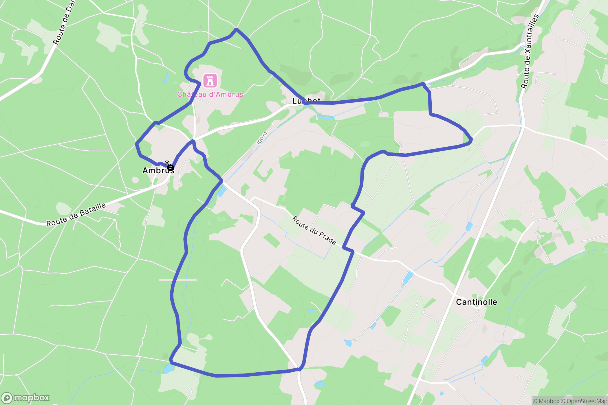 Ambrus : carte du parcours de randonnée - France