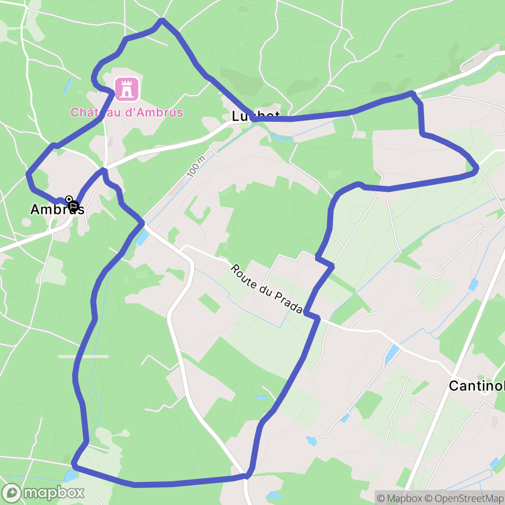 Ambrus : carte du parcours de randonnée - France