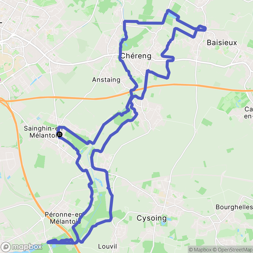 Sainghin-en-Mélantois : carte du parcours de randonnée - France