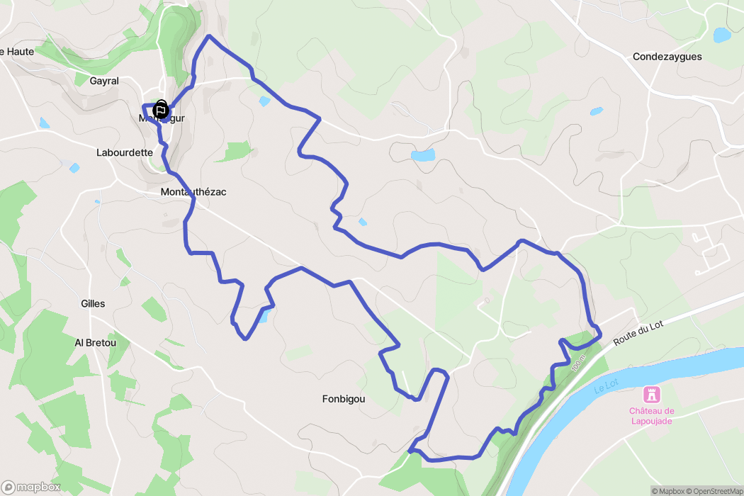 Monségur : carte du parcours de randonnée - France