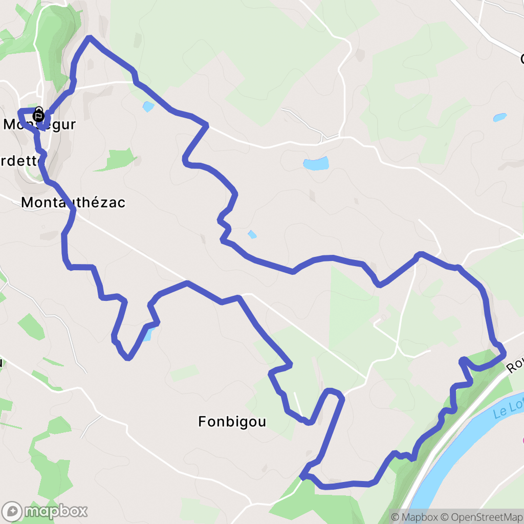 Monségur : carte du parcours de randonnée - France