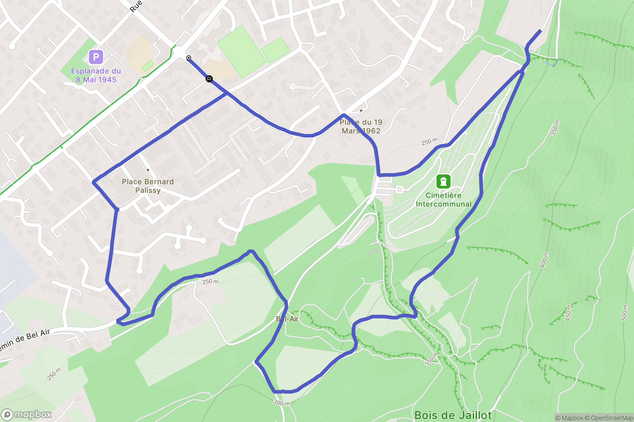 Poisat : carte du parcours de randonnée - France